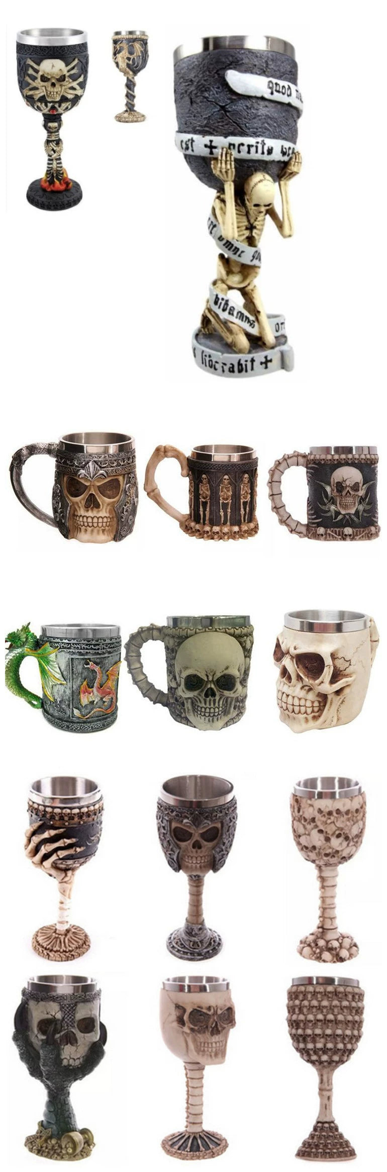 Embossed Skull Ghost Head Wine Glass Whiskey Creative Wine Glass Cocktail Funny Cup Stylish Retro Goblet