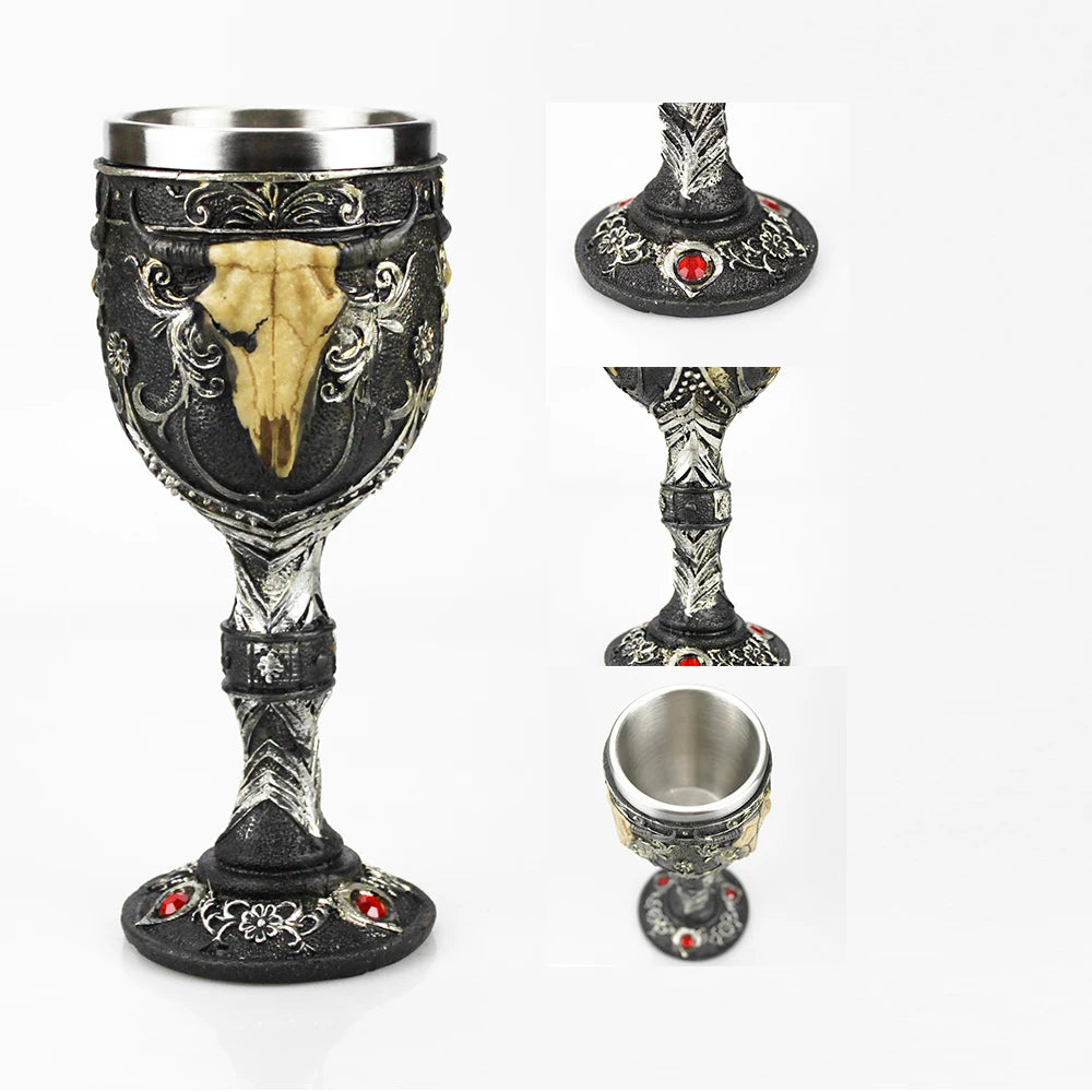 Creative 3D Gothic Wine Goblet Style Contain Dragon Claw Viking Skull Skeleton Punk Wine Glass Halloween Gifts Bar Drinkware Cup