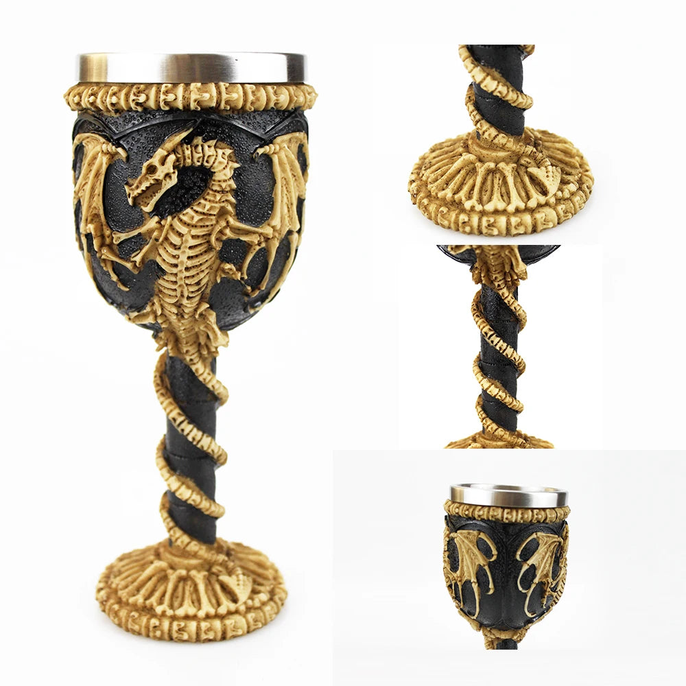 Creative 3D Gothic Wine Goblet Style Contain Dragon Claw Viking Skull Skeleton Punk Wine Glass Halloween Gifts Bar Drinkware Cup