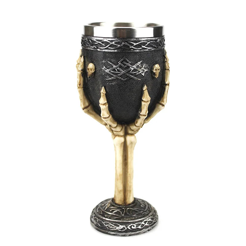 Creative 3D Gothic Wine Goblet Style Contain Dragon Claw Viking Skull Skeleton Punk Wine Glass Halloween Gifts Bar Drinkware Cup