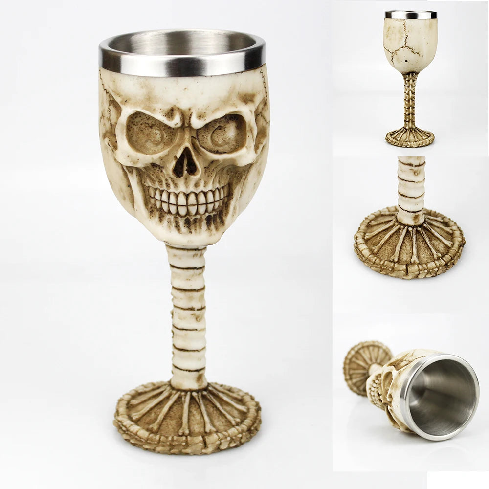 Creative 3D Gothic Wine Goblet Style Contain Dragon Claw Viking Skull Skeleton Punk Wine Glass Halloween Gifts Bar Drinkware Cup