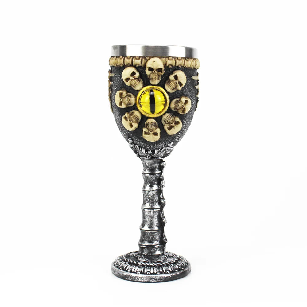 Creative 3D Gothic Wine Goblet Style Contain Dragon Claw Viking Skull Skeleton Punk Wine Glass Halloween Gifts Bar Drinkware Cup