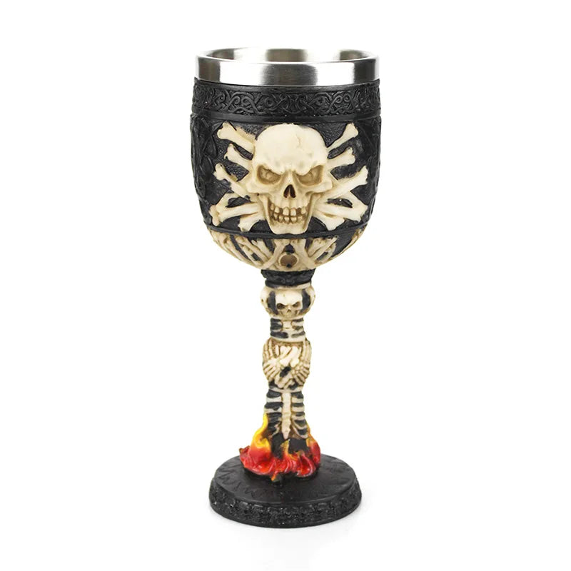 Creative 3D Gothic Wine Goblet Style Contain Dragon Claw Viking Skull Skeleton Punk Wine Glass Halloween Gifts Bar Drinkware Cup