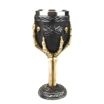 Creative 3D Gothic Wine Goblet Style Contain Dragon Claw Viking Skull Skeleton Punk Wine Glass Halloween Gifts Bar Drinkware Cup