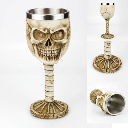 Creative 3D Gothic Wine Goblet Style Contain Dragon Claw Viking Skull Skeleton Punk Wine Glass Halloween Gifts Bar Drinkware Cup