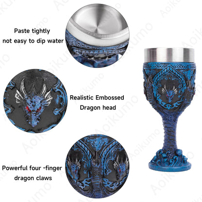 Creative 3D Gothic Wine Goblet Style Contain Dragon Claw Viking Skull Skeleton Punk Wine Glass Halloween Gifts Bar Drinkware Cup